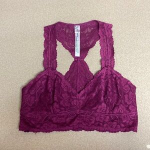 Intimately Free People Galloon Lace Bralette Racerback Plum